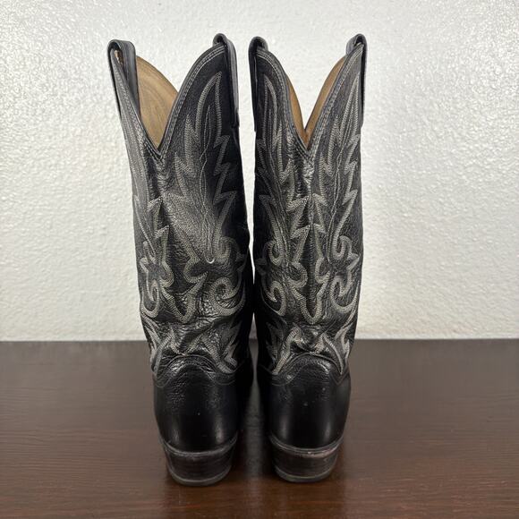 Vintage Dan Post Cowboy Boots Mens Size 10 D Black Leather Western 90s 16770